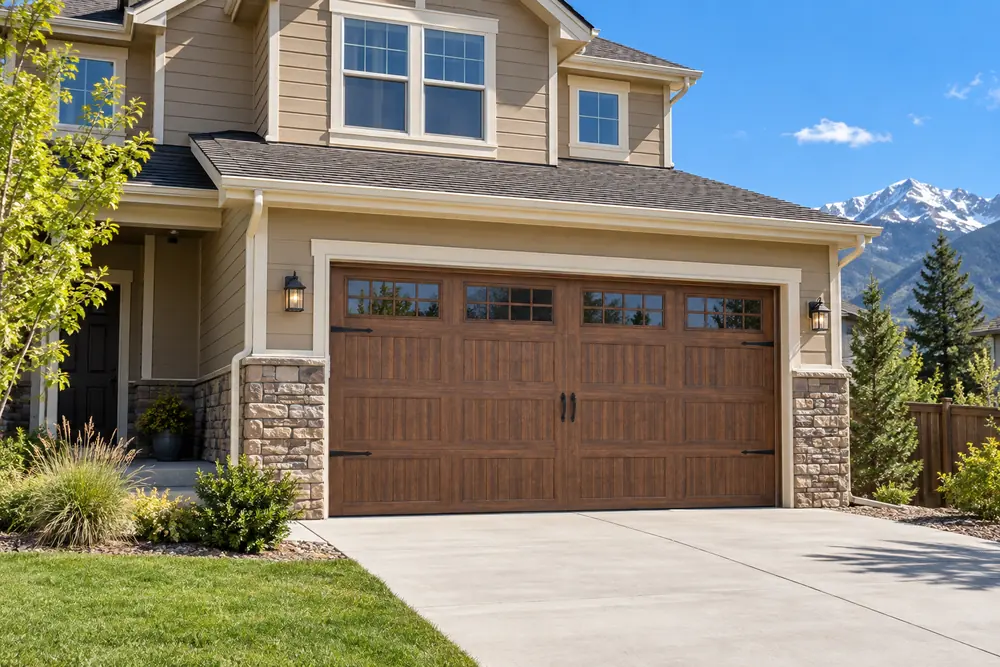 new garage door installation scene on an unbranded garage door in a Colorado home