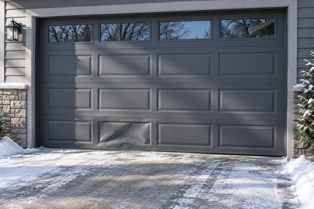 panel replacement scene on an unbranded garage door in a Colorado home