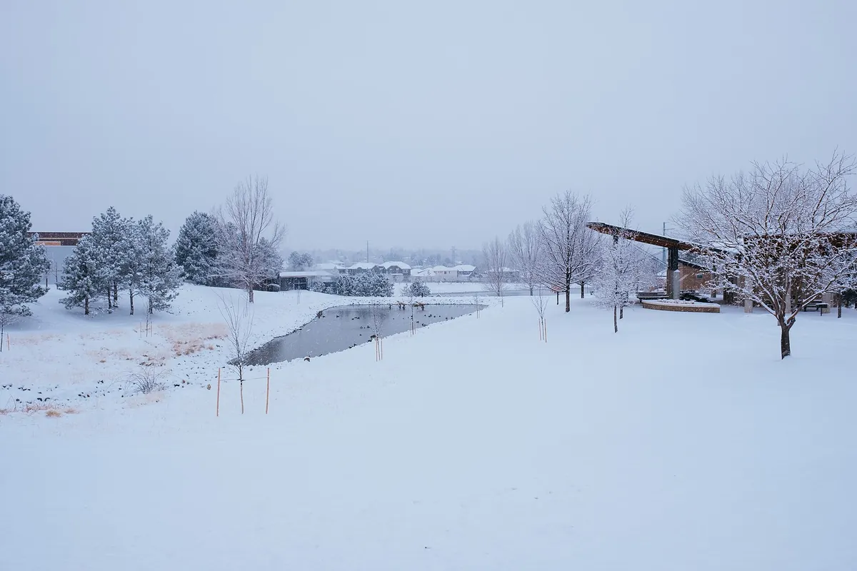 A view of Greenwood Village, Colorado, in winter